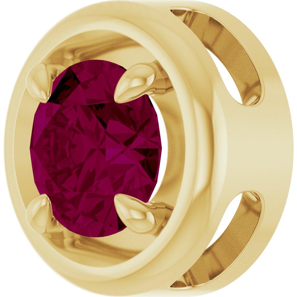 14K Yellow Gold 7 mm Natural Rhodolite Garnet Solitaire Slide Pendant