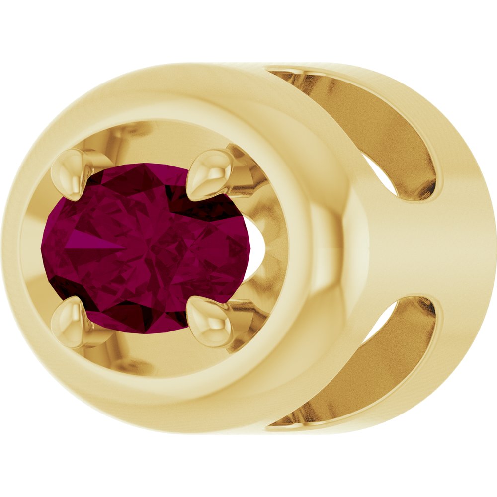14K Yellow Gold 5x3 mm Natural Rhodolite Garnet Solitaire Slide Pendant