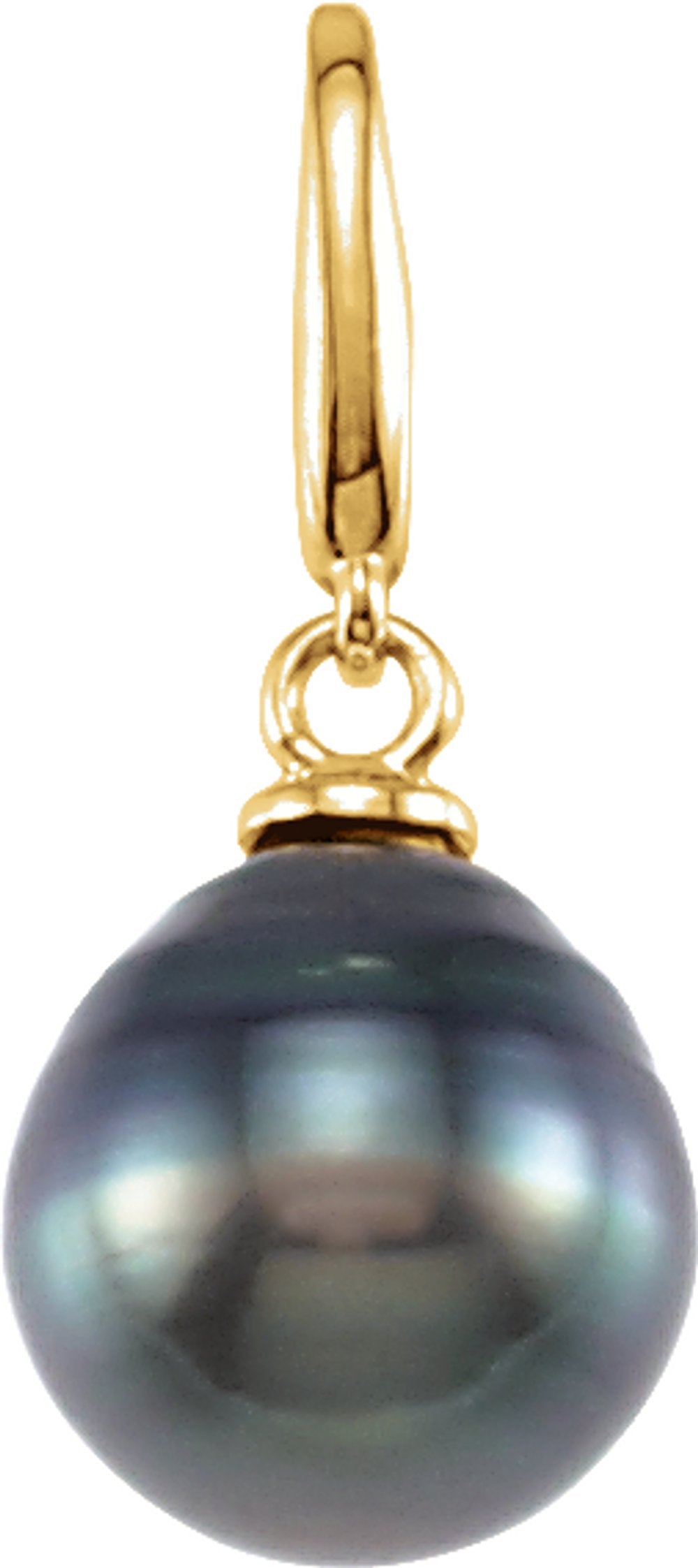 14K Yellow Gold Cultured Gray Tahitian Pearl Charm/Pendant