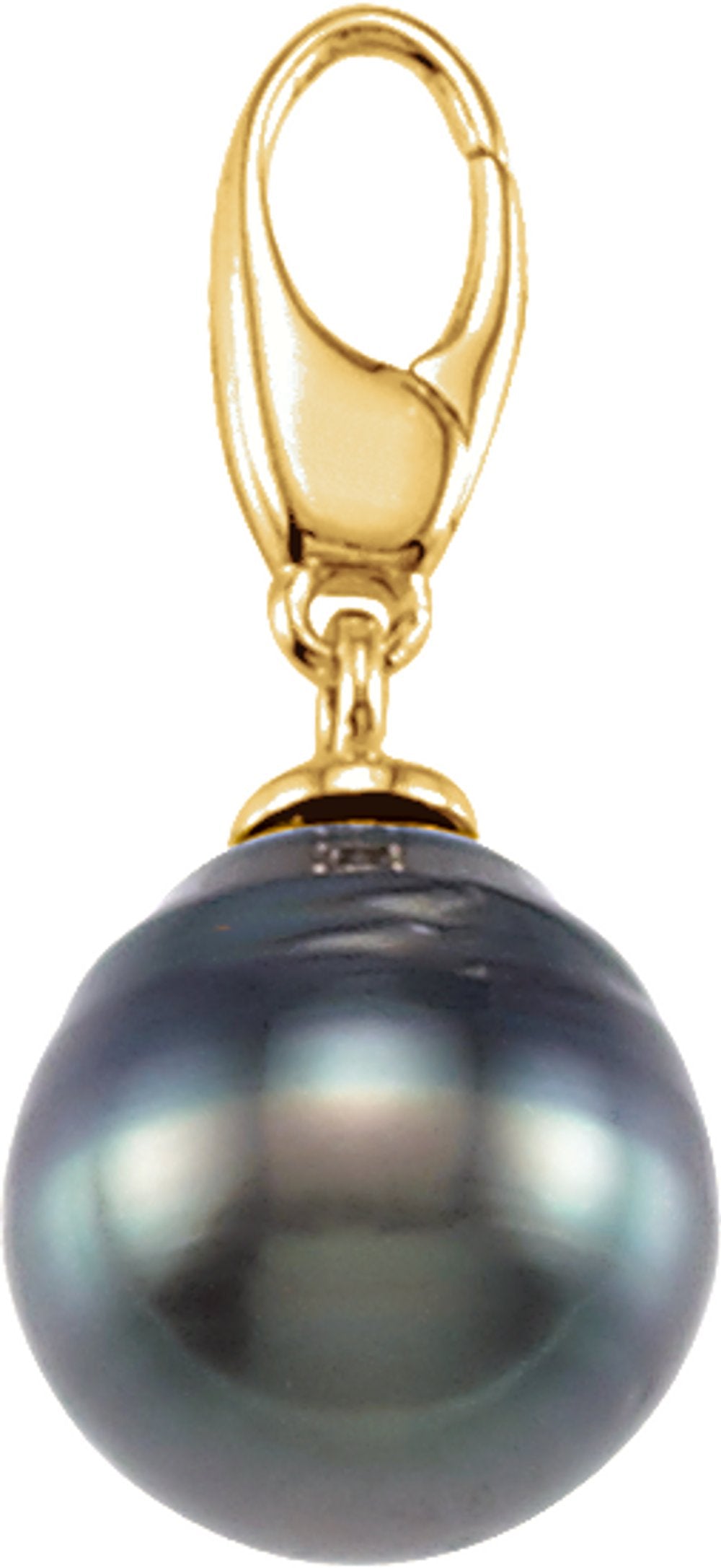 14K Yellow Gold Cultured Gray Tahitian Pearl Charm/Pendant