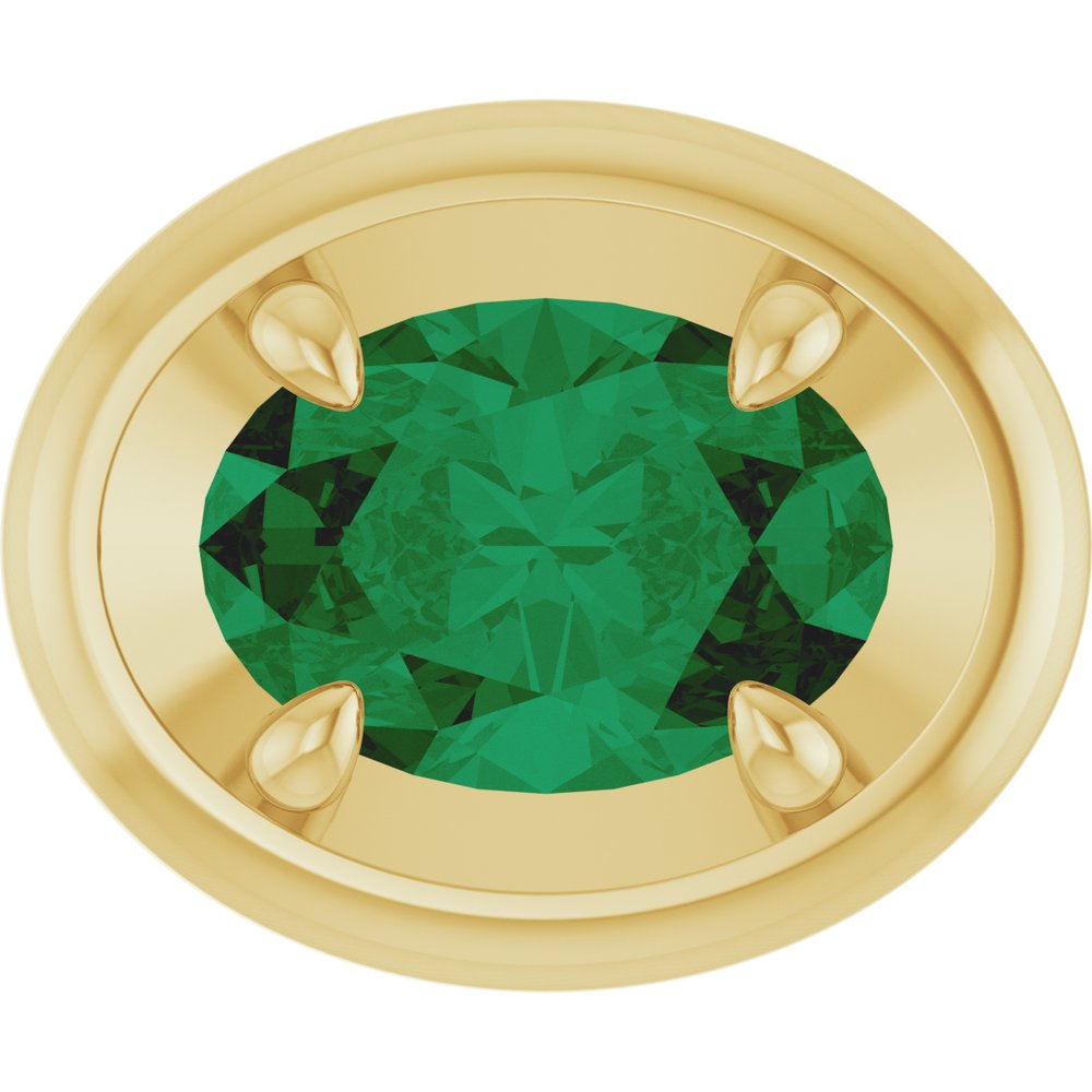 14K Yellow Gold 7x5 mm Lab-Grown Emerald Solitaire Slide Pendant