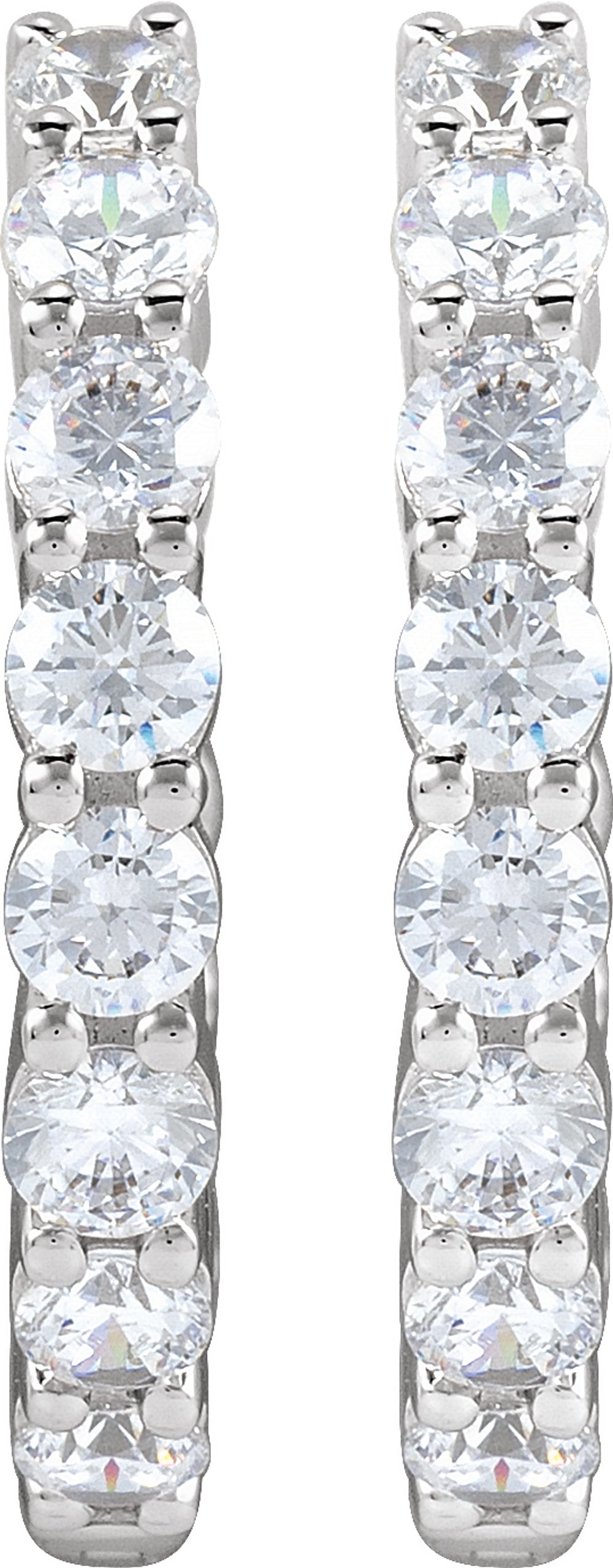 14K White Gold 2 CTW Lab-Grown Diamond Inside-Outside Hinged 20 mm Hoop Earrings