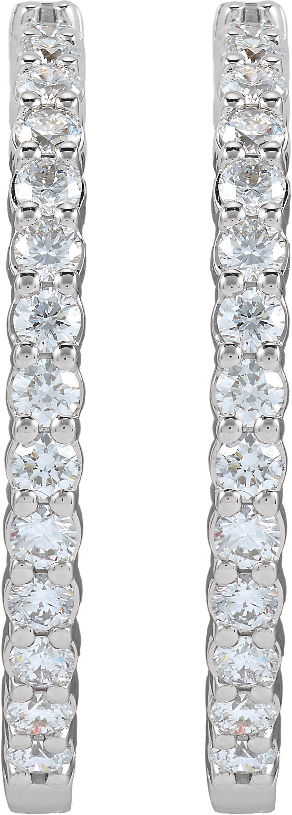 14K White Gold 5 CTW Lab-Grown Diamond Inside-Outside Hinged 37.8 mm Hoop Earrings