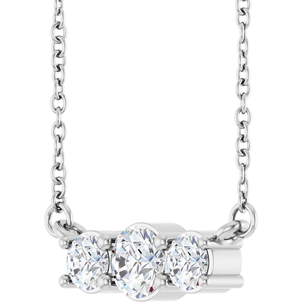 14K White Gold 1/2 CTW Lab-Grown Diamond Three-Stone 18" Necklace