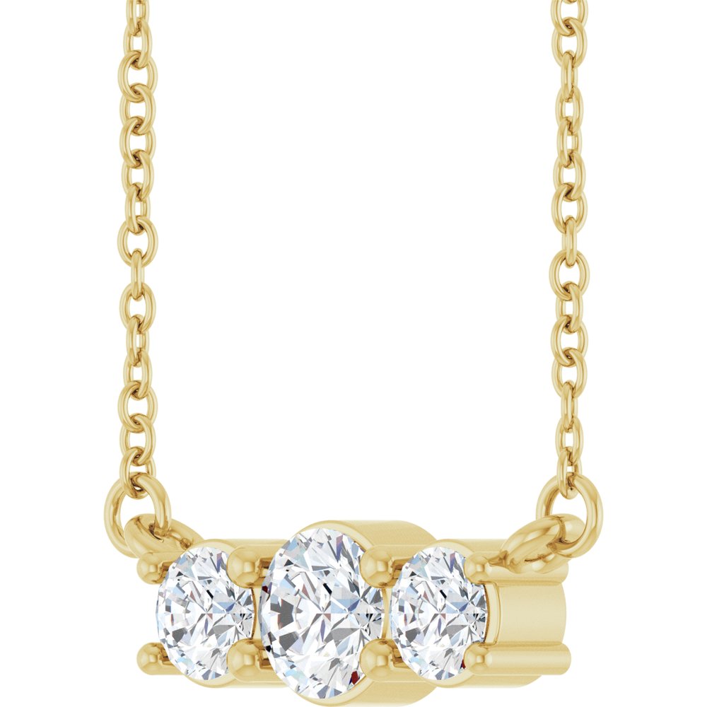 14K Yellow Gold 1/2 CTW Lab-Grown Diamond Three-Stone 18" Necklace