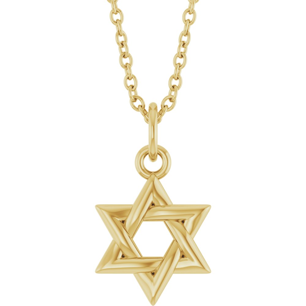 14K Yellow Gold Star Of David 16-18" Necklace