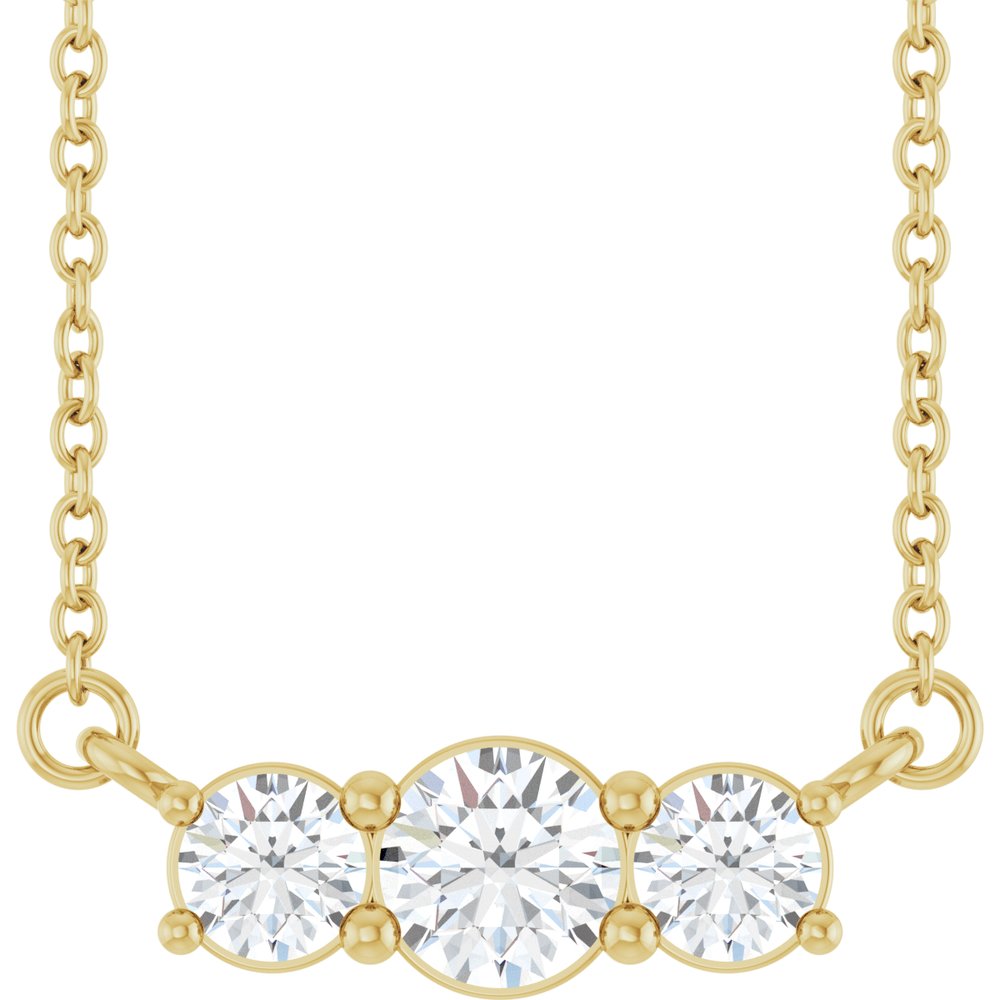 14K Yellow Gold 1/2 CTW Lab-Grown Diamond Three-Stone 18" Necklace