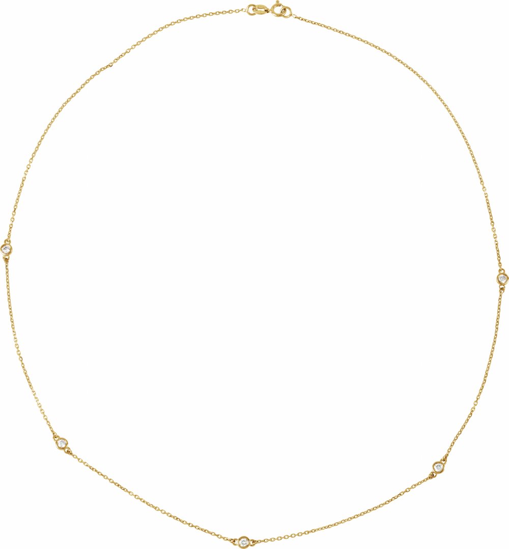 14K Yellow Gold 1 CTW Natural Diamond 5-Station 18" Necklace