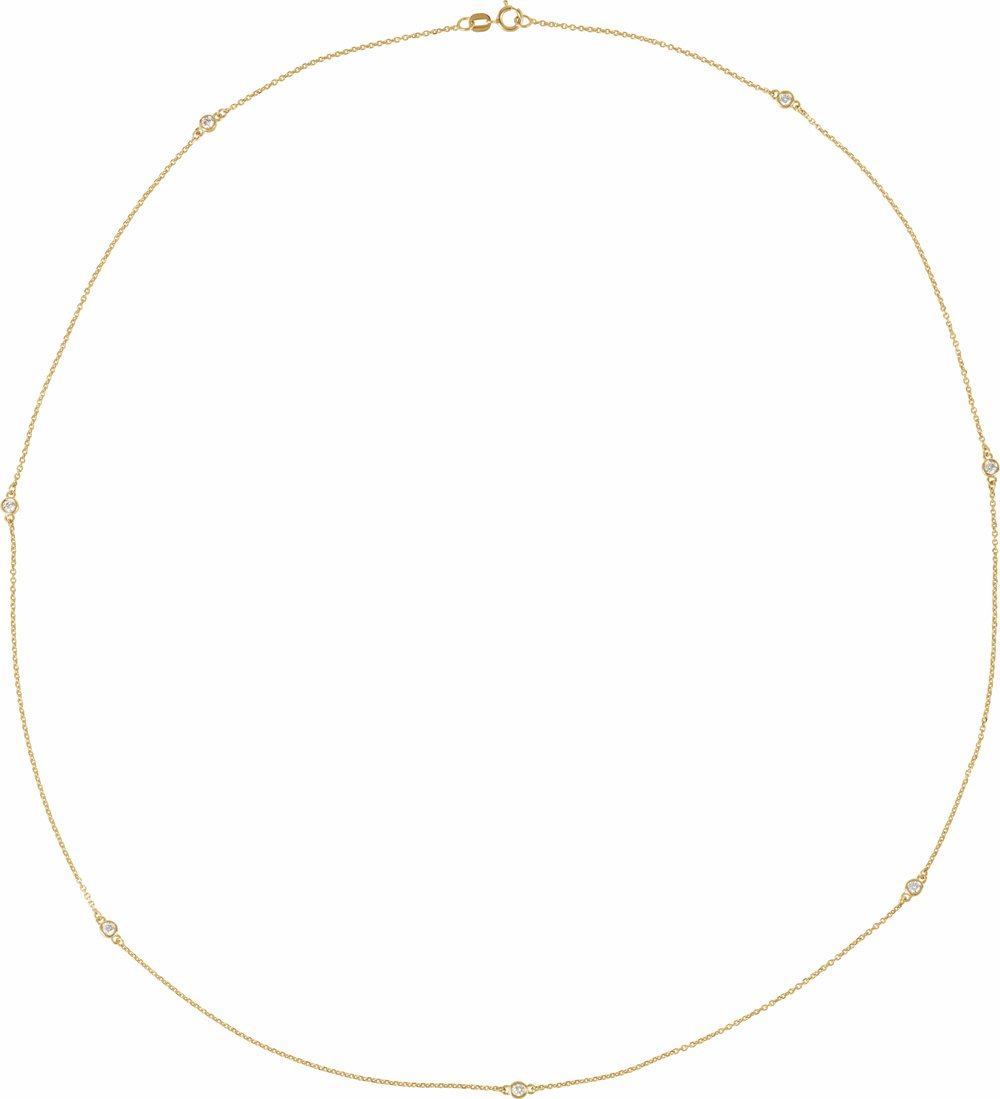 14K Yellow Gold 1/3 CTW Lab-Grown Diamond 7-Station 24" Necklace