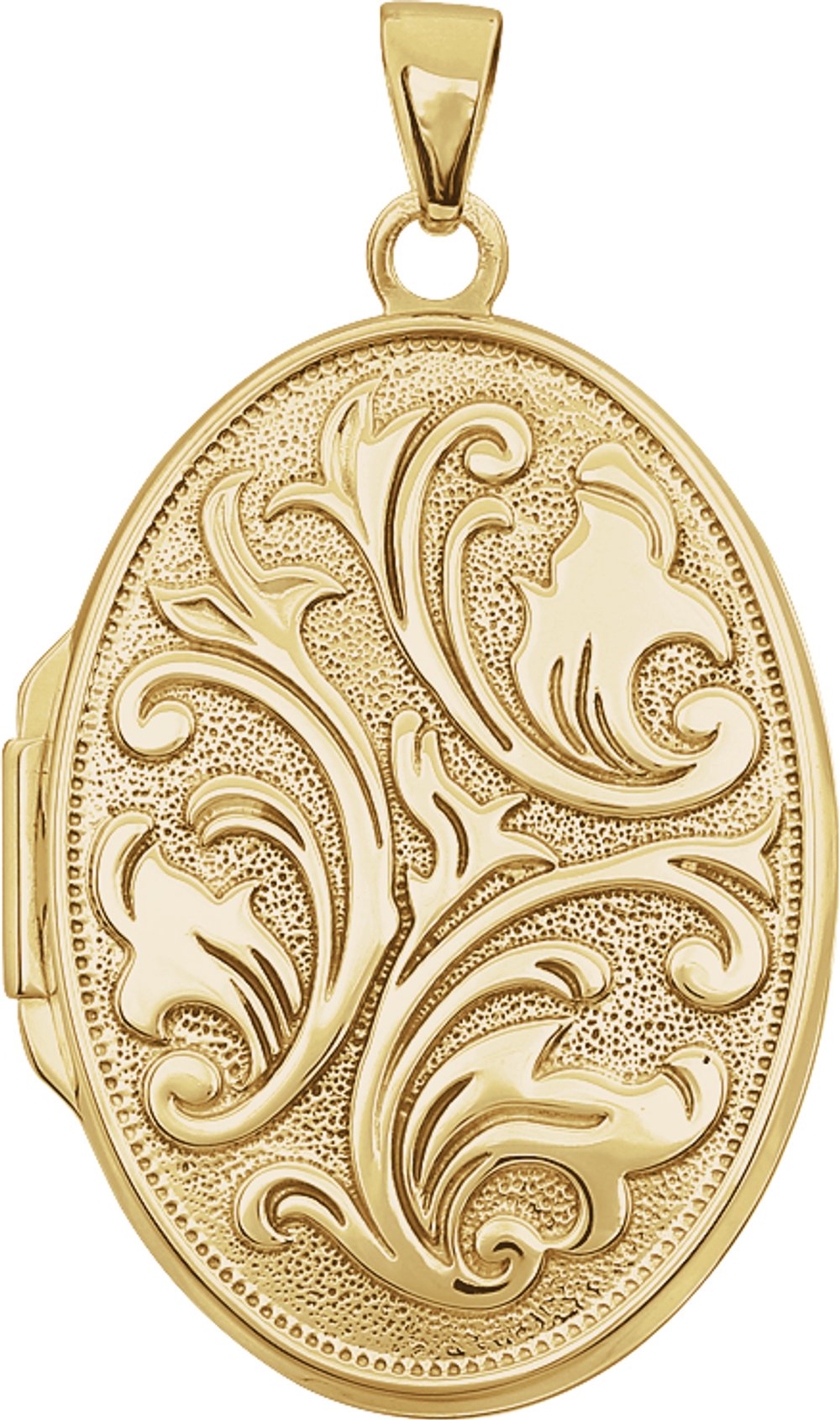 14K Yellow Gold Embossed Oval Locket