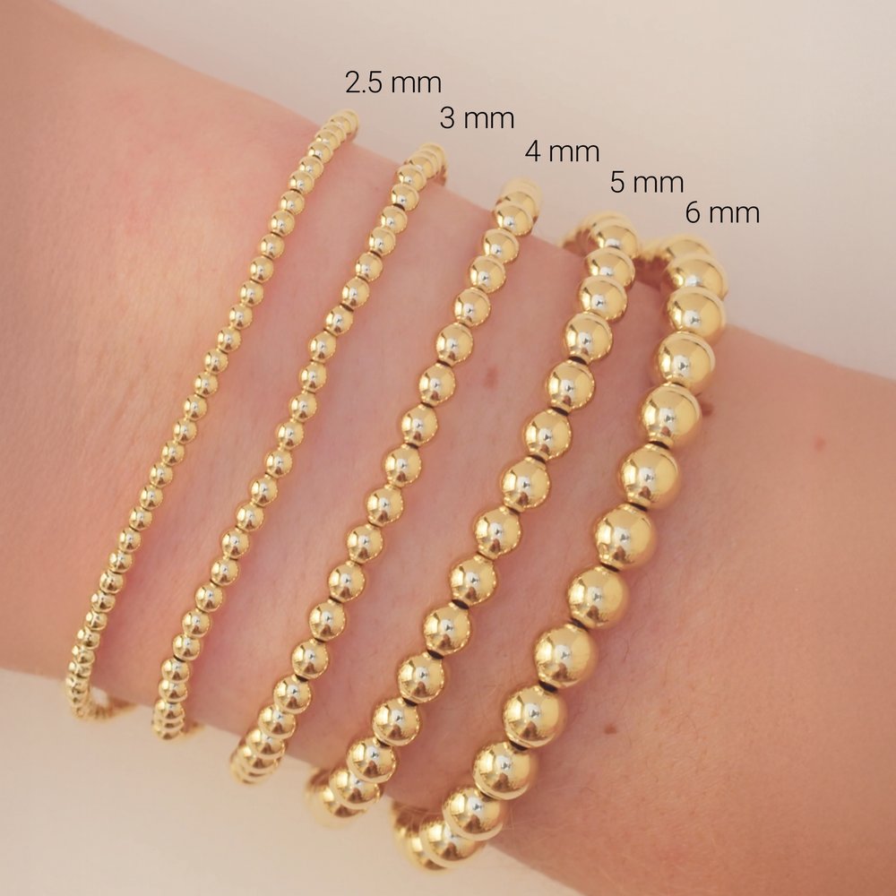 14K Yellow Gold-Filled 4 mm Elastic Bead 6 1/2" Bracelet