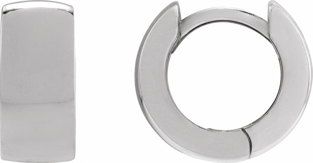 14K White Gold 12 mm Hinged Hoop Earrings