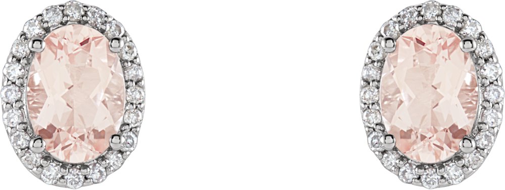 14K White Natural Pink Morganite & 1/5 CTW Natural Diamond Earrings