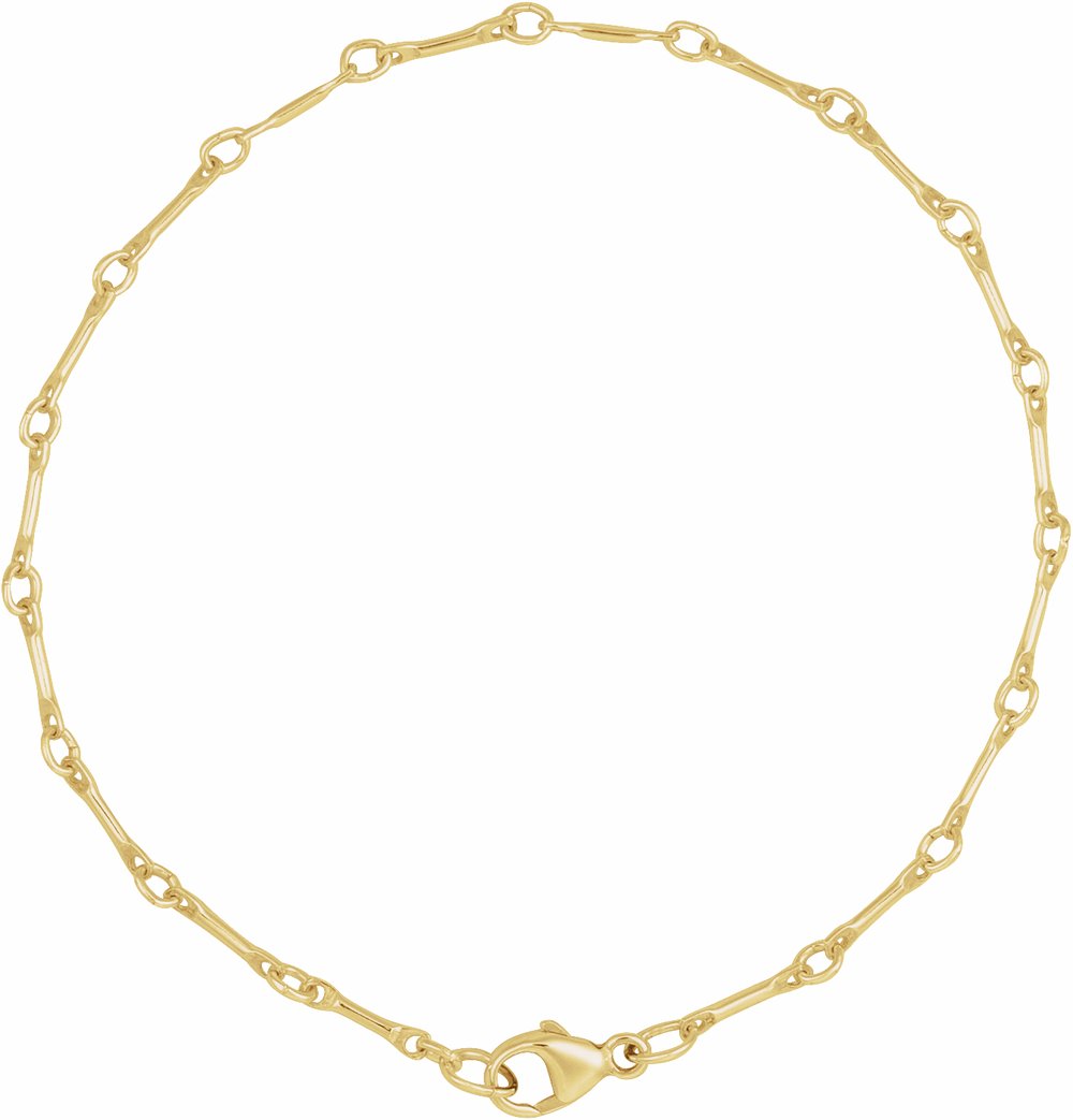14K Yellow Gold 2.4 mm Bar 7" Chain