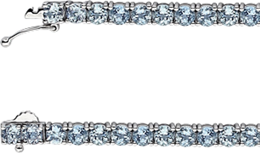 14K White Gold Natural Sky Blue Topaz 7 1/4" Line Bracelet
