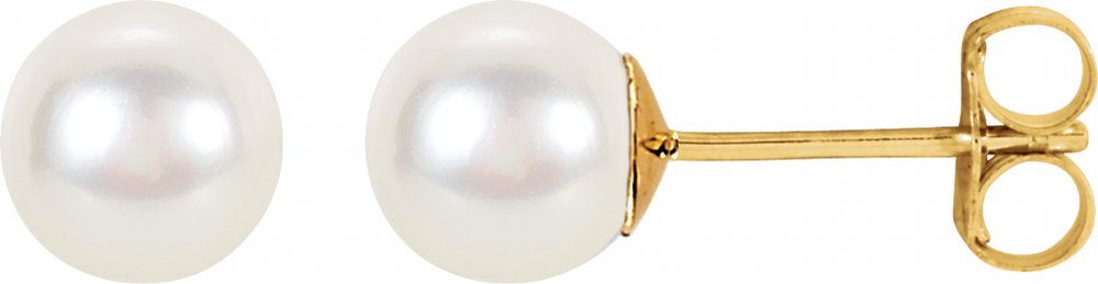 14K Yellow Gold Cultured White Freshwater Pearl Earrings