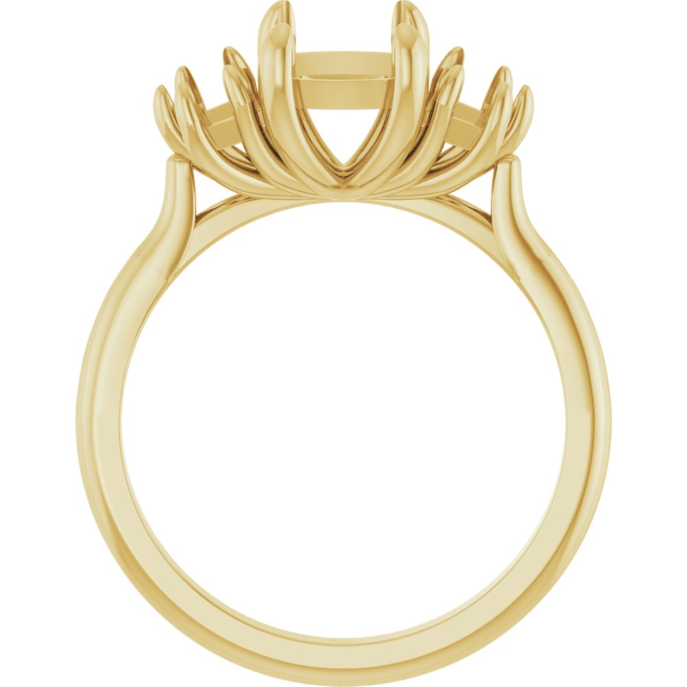 14K Yellow Gold 8x6 mm Elongated Cushion Three-Stone Engagement Ring Mounting