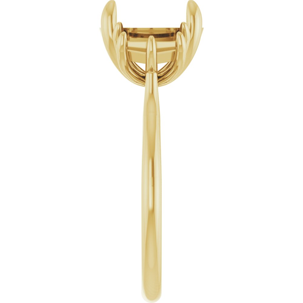 14K Yellow Gold 9x7 mm Elongated Cushion Three-Stone Engagement Ring Mounting