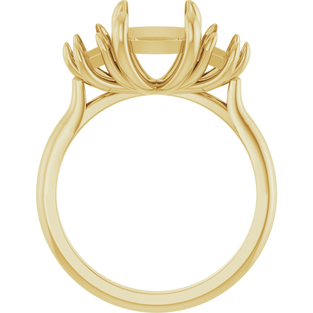 14K Yellow Gold 9x7 mm Elongated Cushion Three-Stone Engagement Ring Mounting