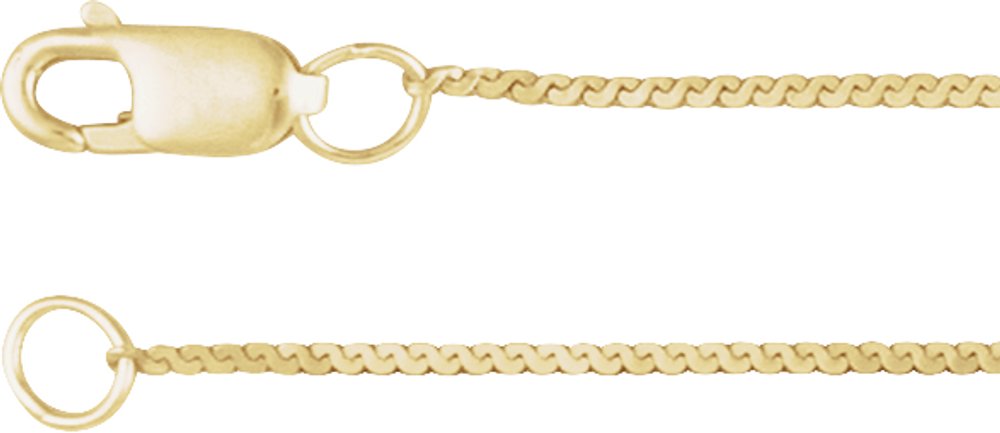 14K Yellow Gold .9 mm Serpentine 7" Chain