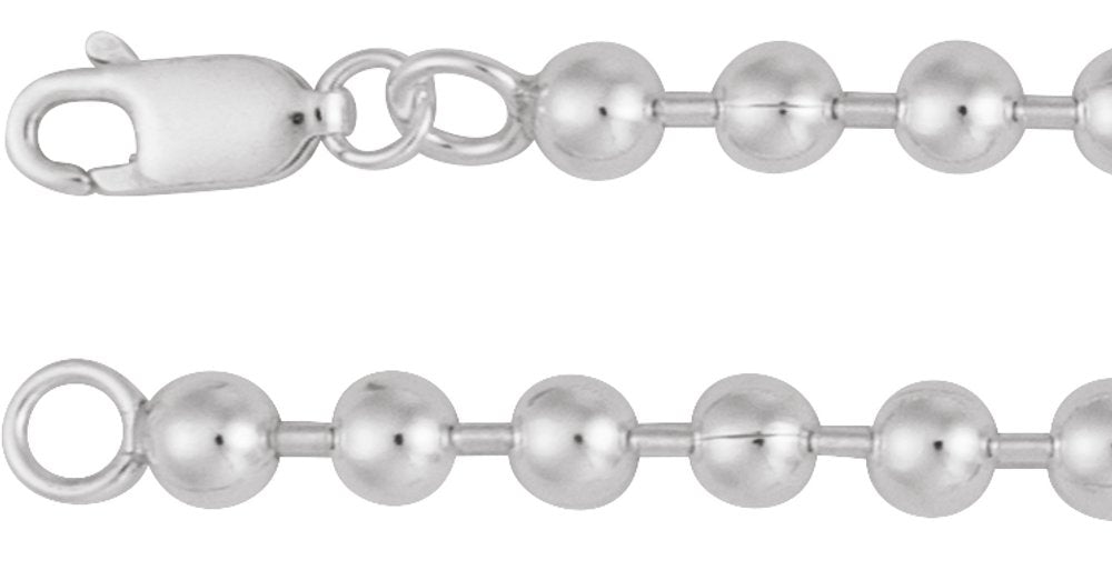 Sterling Silver 4.1 mm Bead 7" Chain