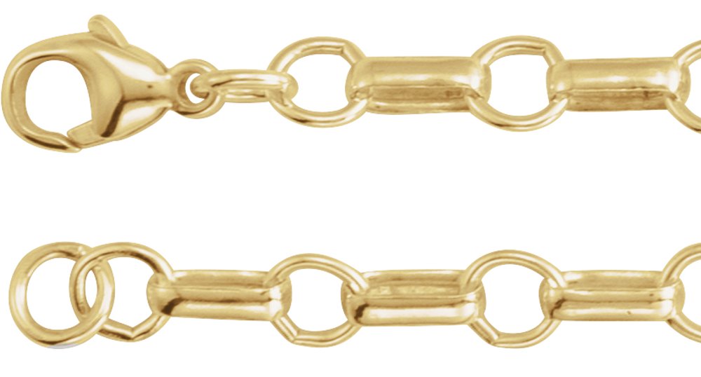 14K Yellow Gold 5.3 mm Paperclip-Style 7" Chain
