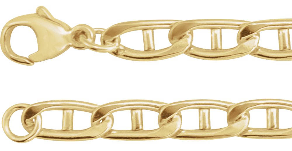 14K Yellow Gold 5.15 mm Anchor 7" Chain