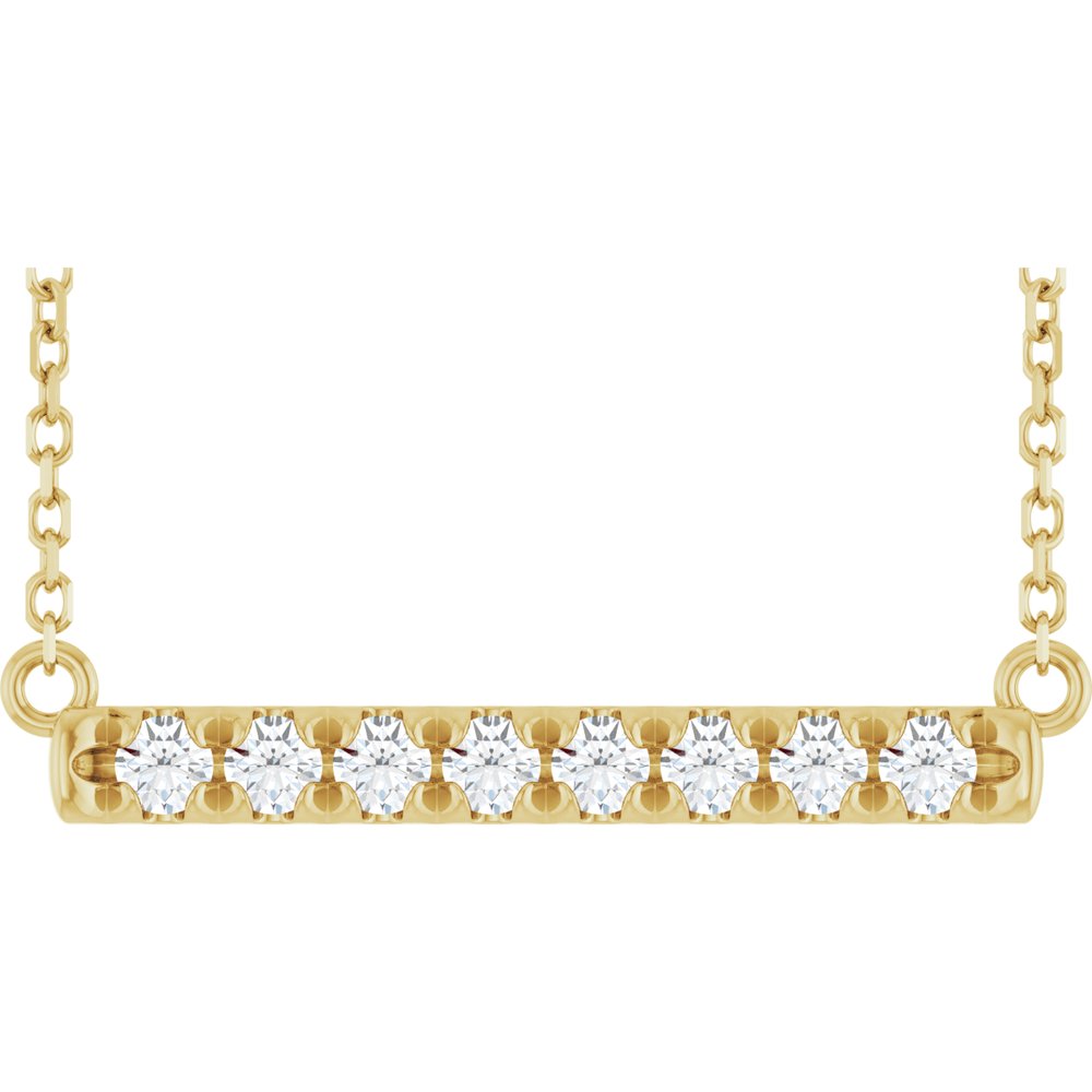 14K Yellow Gold 1/4 CTW Lab-Grown Diamond French-Set Bar 18" Necklace