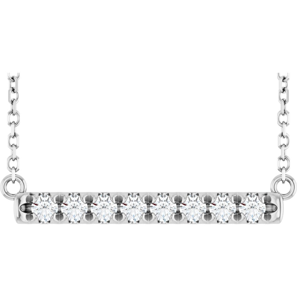 14K White Gold 1/4 CTW Lab-Grown Diamond French-Set Bar 18" Necklace