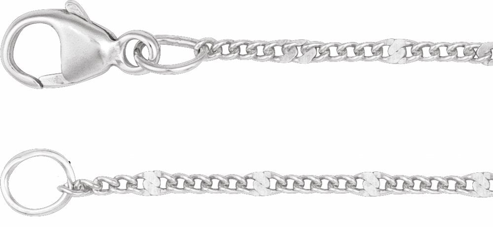 Sterling Silver 1.15 mm Dapped Diamond-Cut Curb 7" Chain