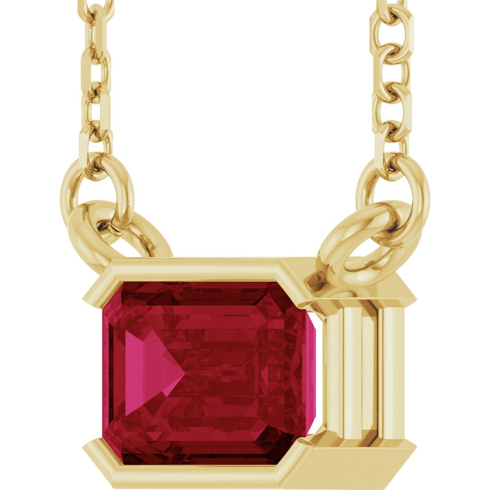 14K Yellow Gold Lab-Grown Ruby 18" Necklace