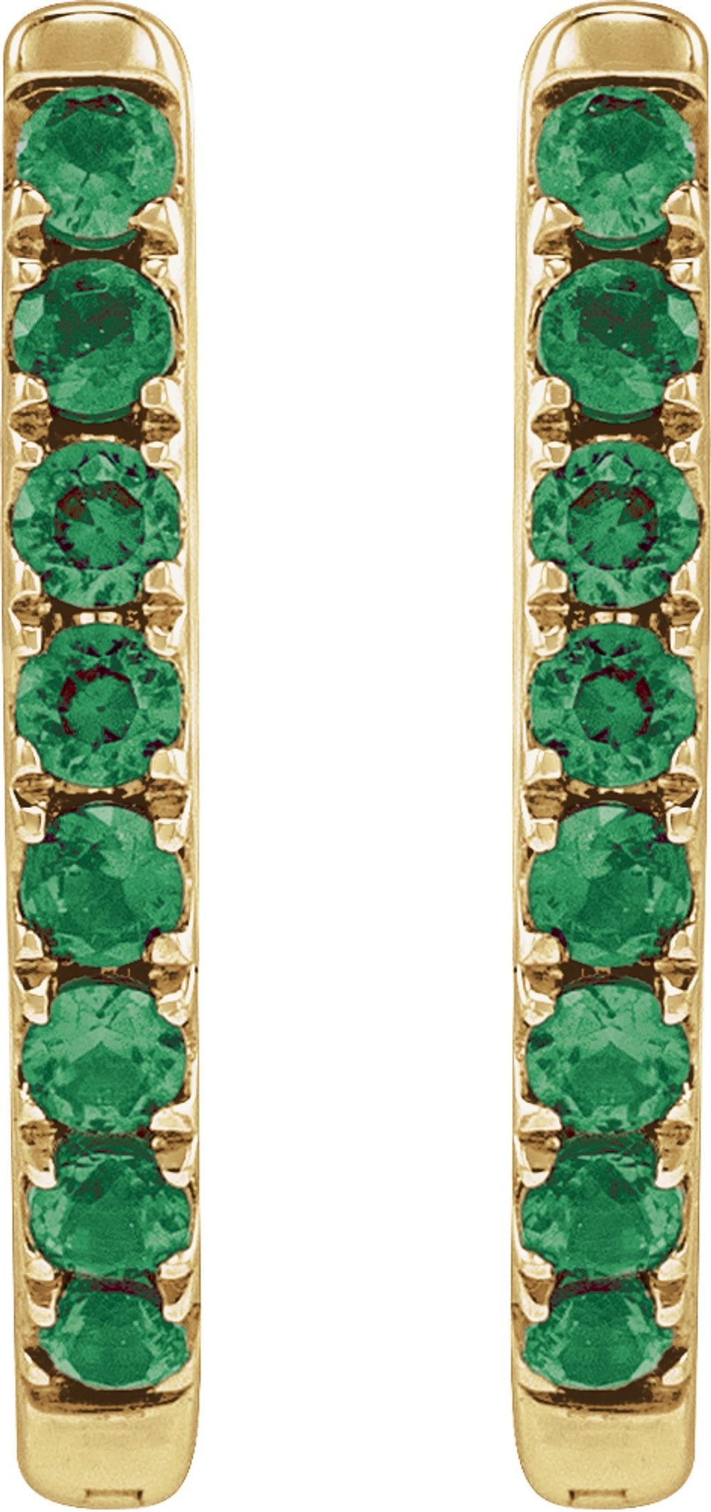 14K Yellow Gold Lab-Grown Emerald 12.95 mm Hoop Earrings