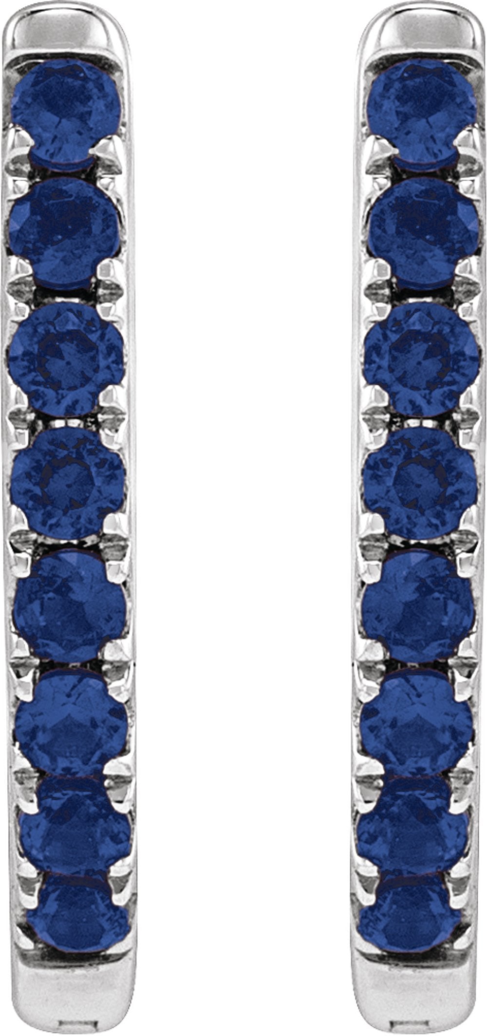 14K White Gold Lab-Grown Blue Sapphire 12.95 mm Hoop Earrings