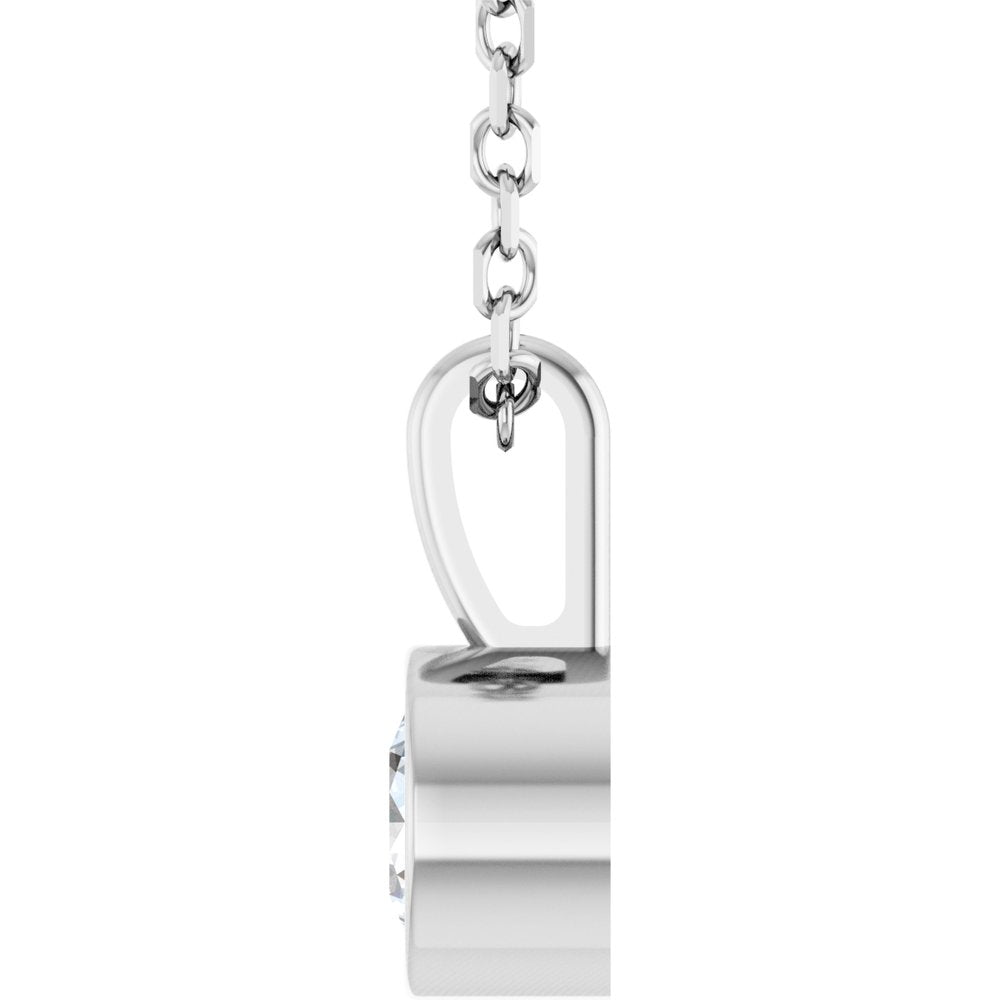 14K White 1/4 CT Lab-Grown Diamond Bezel-Set Solitaire 16-18" Necklace