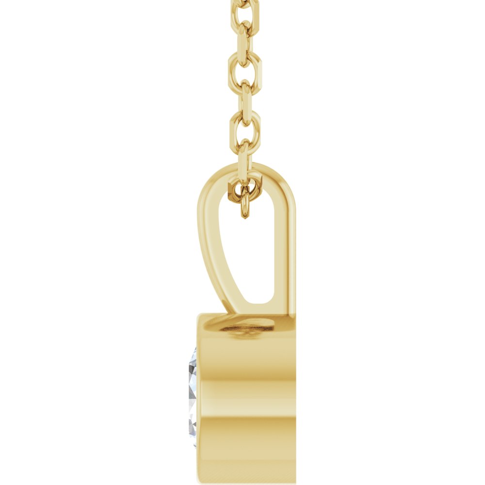 14K Yellow 1/4 CT Lab-Grown Diamond Bezel-Set Solitaire 16-18" Necklace