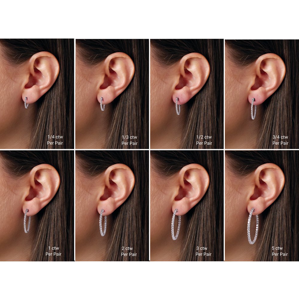 14K Rose Gold 3 CTW Natural Diamond Inside-Outside 34.5 mm Hinged Hoop Earrings