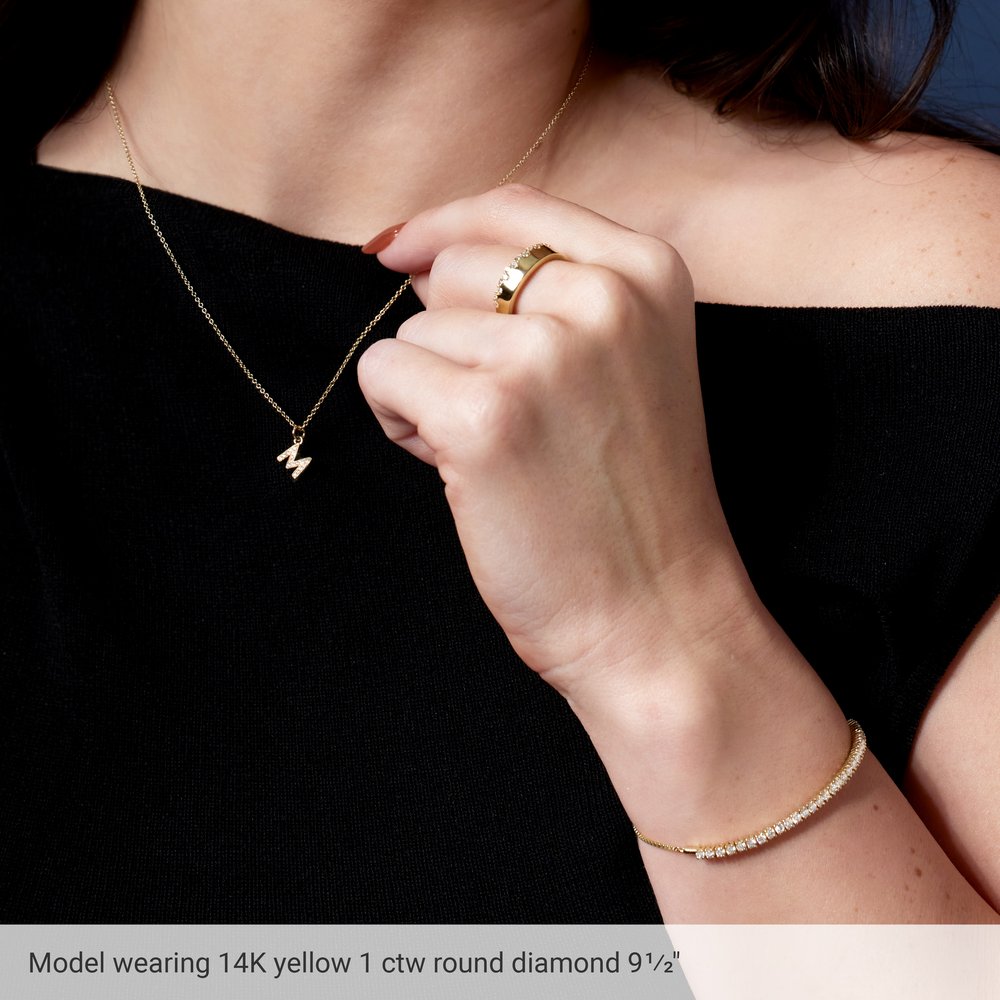 14K Yellow Gold 1 CTW Lab-Grown Diamond Bolo 9 1/2" Bracelet