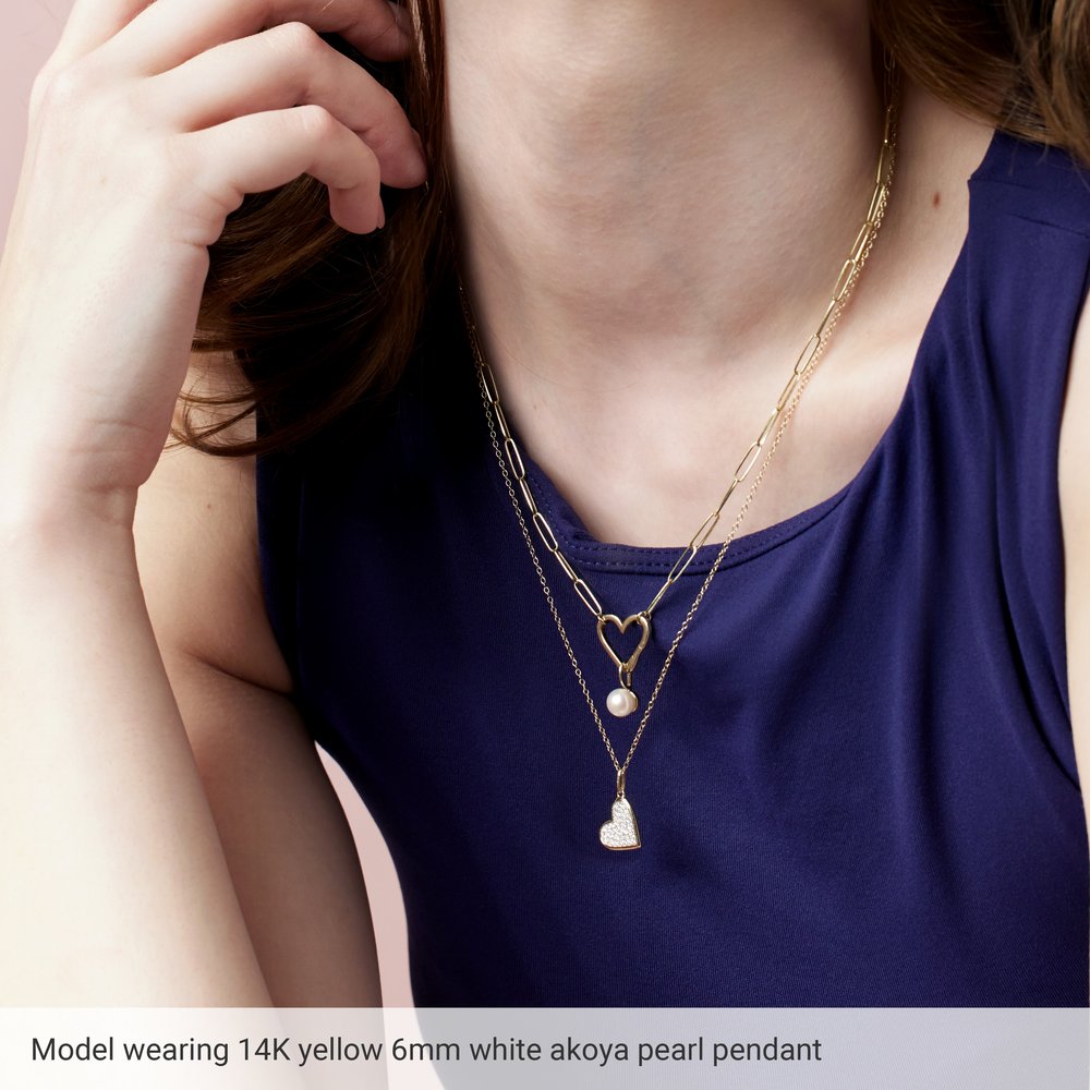 14K Yellow Cultured White Akoya Pearl Charm/Pendant