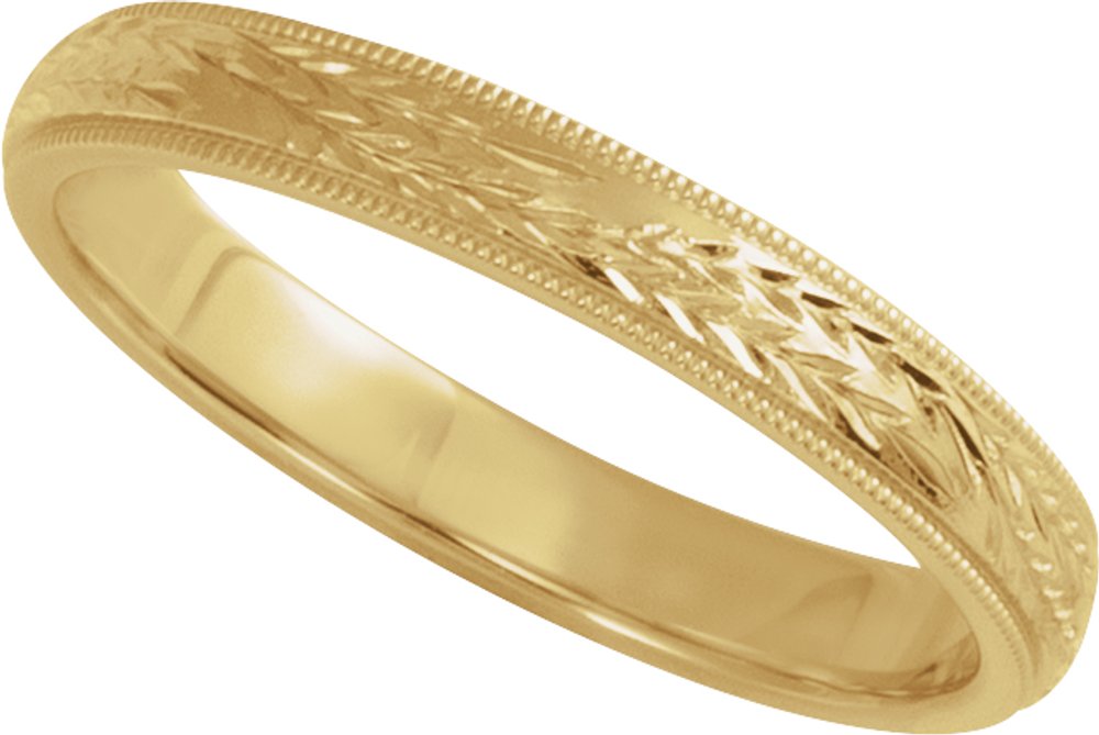 14K Yellow Gold 3 mm Hand-Engraved Band Size 7