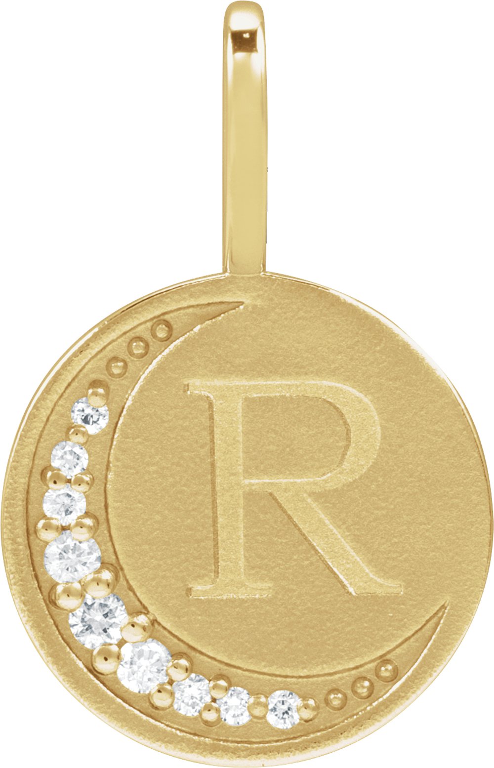 14K Yellow Gold Engravable .05 CTW Lab-Grown Diamond Crescent Moon Pendant