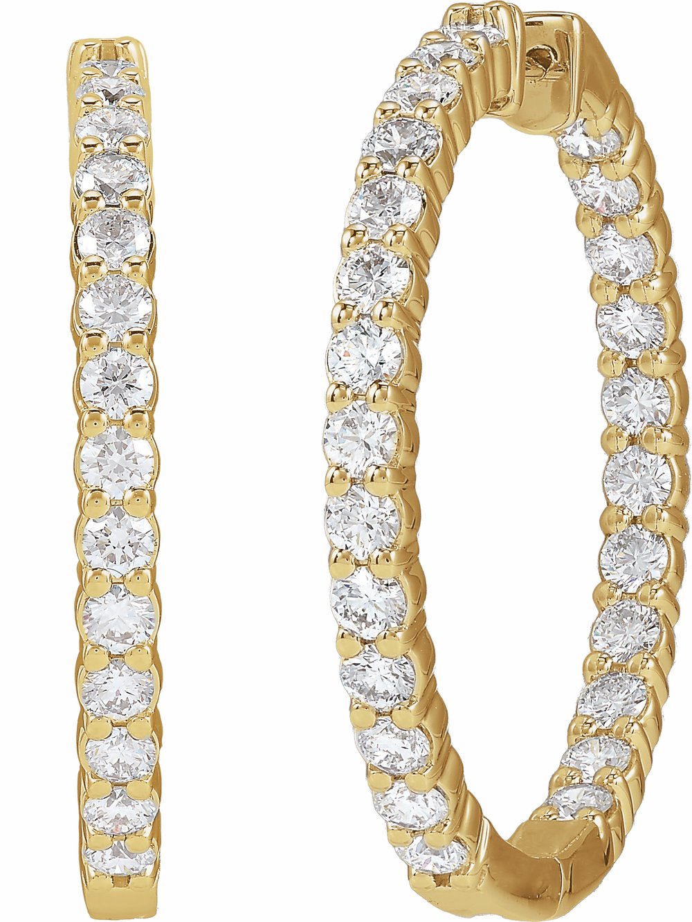 14K Yellow 5 CTW Lab-Grown Diamond Inside-Outside Hinged 37.8 mm Hoop Earrings