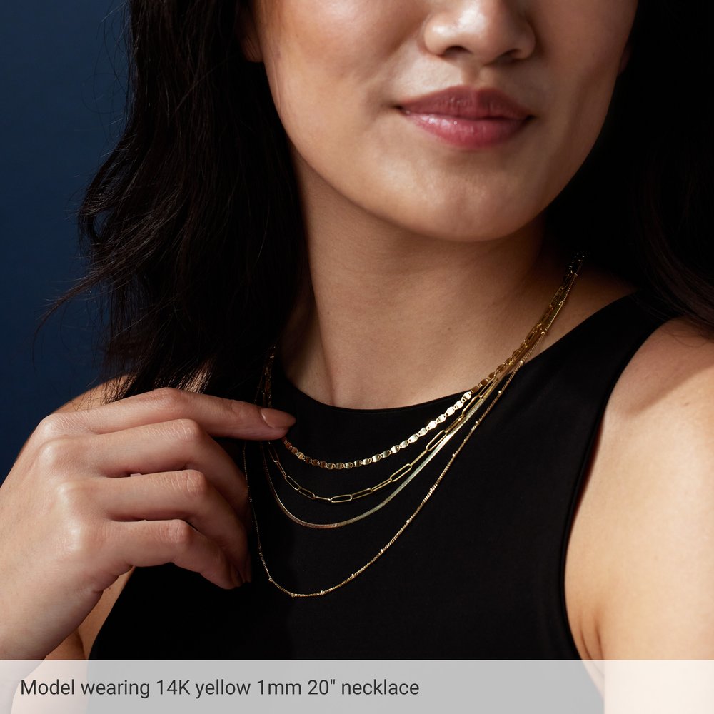 14K White Gold 1 mm Beaded Curb 16" Chain