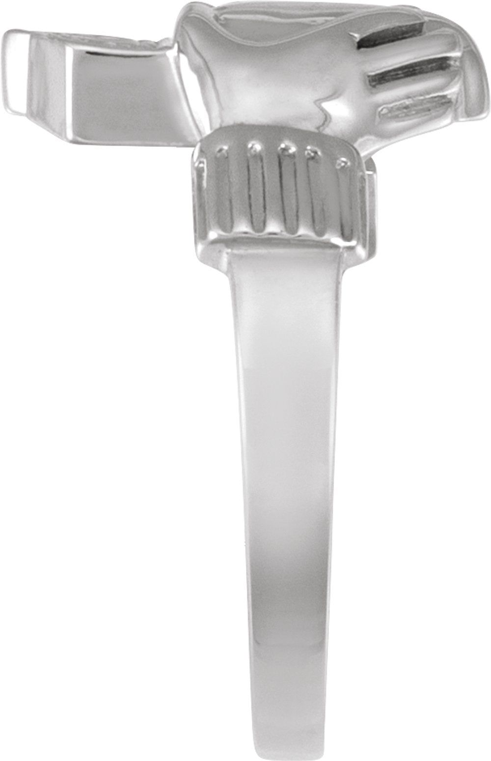 14K White Gold 14.5x10.5 mm Ladies Claddagh Band