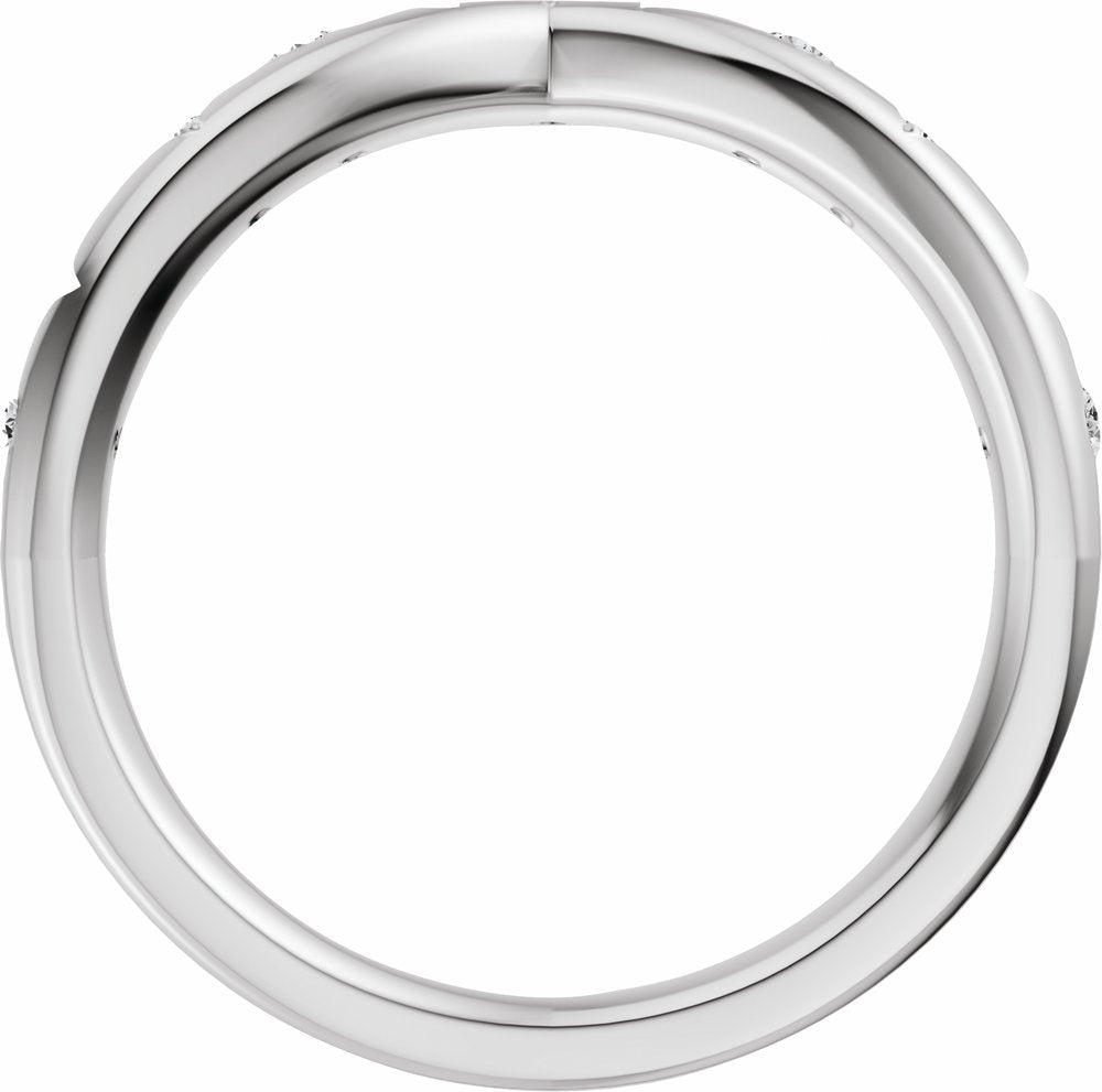 14K White Gold 1/8 CTW Natural Diamond Contour Band