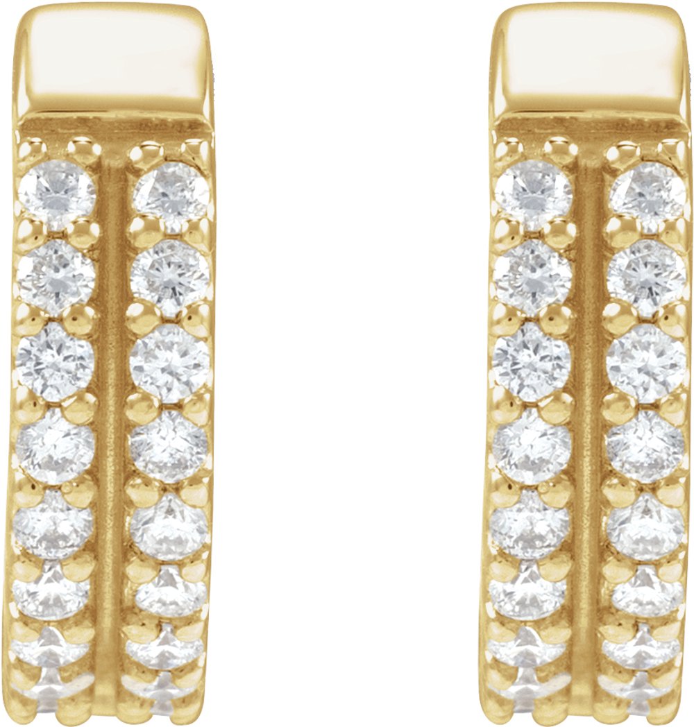 14K Yellow Gold 1/4 CTW Natural Diamond Double-Row 12 mm Hoop Earrings