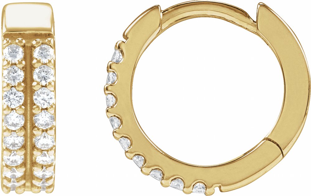 14K Yellow Gold 1/4 CTW Natural Diamond Double-Row 12 mm Hoop Earrings