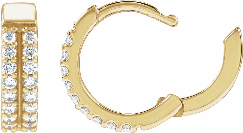14K Yellow Gold 1/4 CTW Lab-Grown Diamond Double-Row 12 mm Hoop Earrings