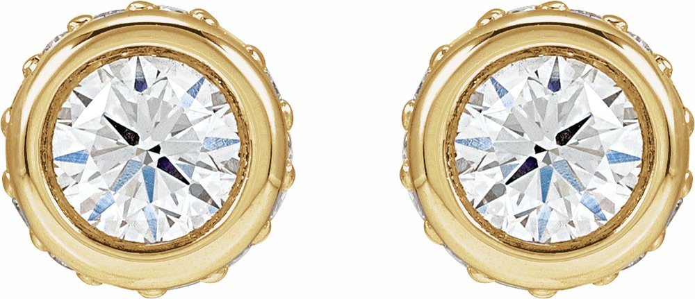 14K Yellow Gold 1 1/8 CTW Lab-Grown Diamond Hidden Halo-Style Stud Earrings