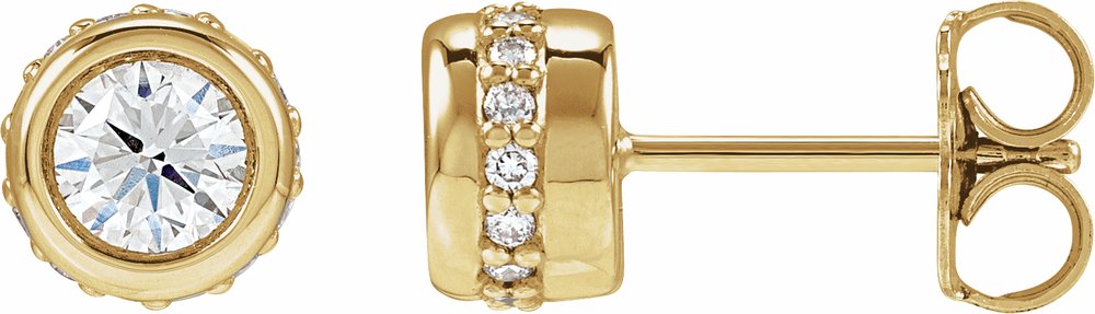 14K Yellow Gold 1 1/8 CTW Lab-Grown Diamond Hidden Halo-Style Stud Earrings
