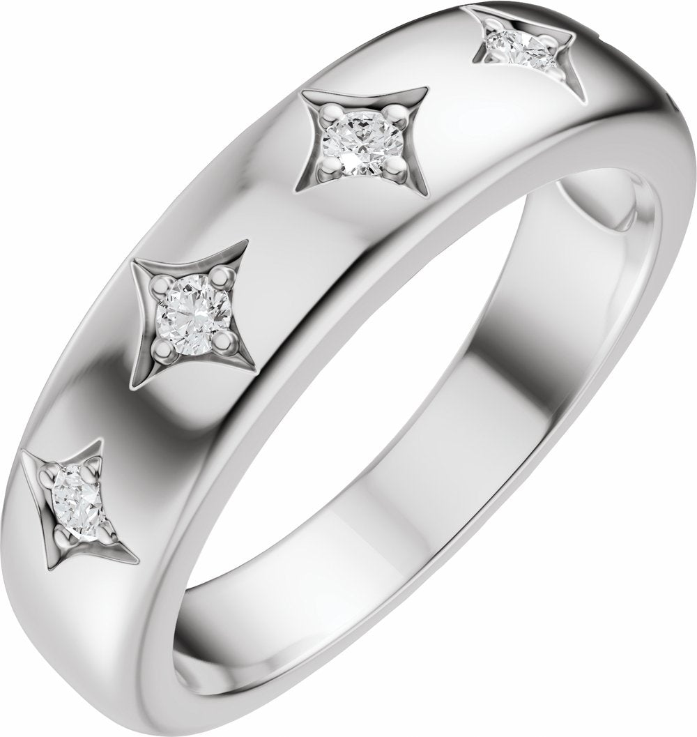 14K White Gold 1/10 CTW Natural Diamond Anniversary Band